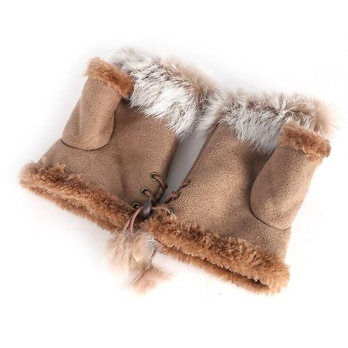 Paire De Gants Chauds D'hiver Pour Femmes, Sexy, Fausse Fourrure De Lapin, Chauffe-Poignet, Sans Doigts, K