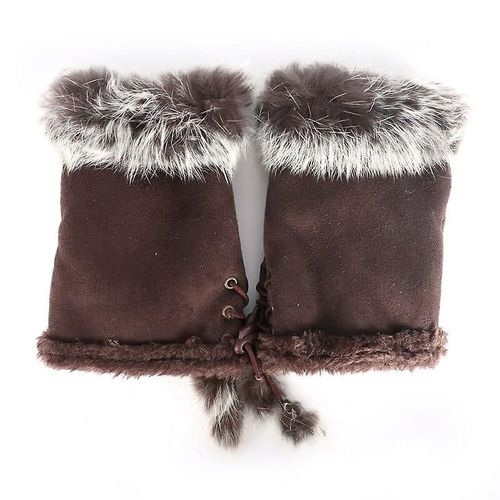 Paire De Gants Chauds D'hiver Pour Femmes, Sexy En Fausse Fourrure De Lapin, Chauffe-Poignet, Sans Doigts C