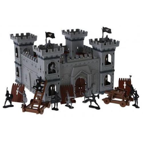 Chateau Fort Medieval Enfant 65 Pieces - Figurines Chevaliers, Soldats Et Accessoires - Forteresse - Set Jouet Fantastique Et Carte