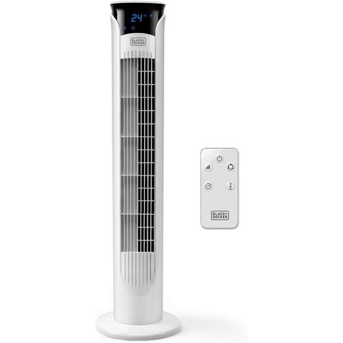 BXEFT48E - Ventilateur colonne 45W, 3 vitesses, 3 modes, digital oscillant et silencieux avec télécommande 81 cm de hauteur, minuterie 12 h, température ambiante, puissant