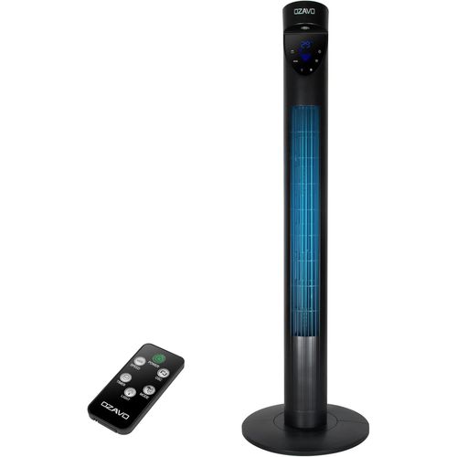 Ventilateur Colonne Chambre avec Télécommande & Minuterie Ventilateur Tour Bureau Oscillation Sommeil Affichage LED - 3 Modes et 3 Vitesses - Noir