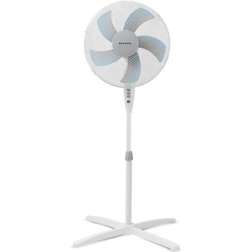 Ventilateur sur pied de 16"" avec 3 vitesses et hauteur réglable - FAN-G165X - Base en forme de lame de 62 cm de diamètre et 3 pales semi-transparentes - 50 W - Blanc