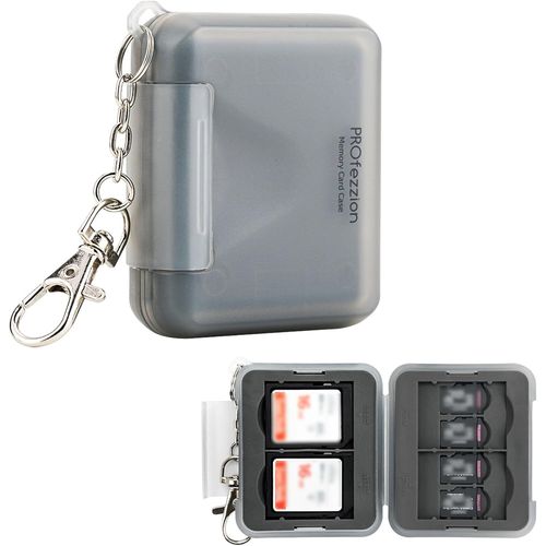 ERSHI-Étui pour Cartes Mémoire SD Étui Résistant à l'eau pour 4 Cartes SDHC SDXC avec Mousqueton + 8 Micro Cartes SD, Intérieur en[287]