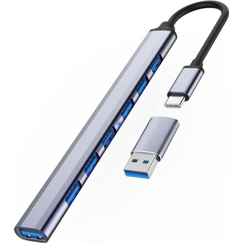 ERSHI-USB C Hub 7 in 1 Adapter Ultra Fin USB 3.0 ¿6 * 2.0 Ports, Adaptateur en Aluminium pour MacBook Pro 13"" et 15"" 2020/2019/201[331]