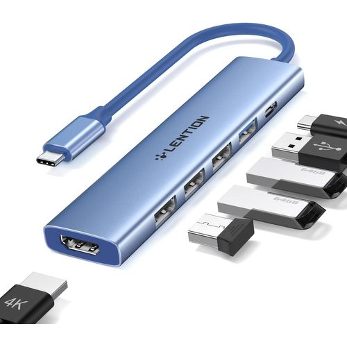 ERSHI-Hub USB C Multiport Adaptateur avec Charge PD 100W, 4K HDMI, 4 Ports de Données USB-A, Hub Type C pour MacBook Pro 2024-2016[286]