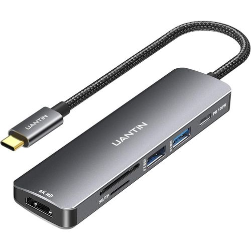 ERSHI-Hub USB C, adaptateur multiport USB C pour MacBook Pro/Air, dongle USB de type C 6 en 1 vers HDMI 4K | PD 100 W | SD/TF | U[1484]