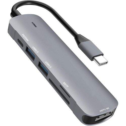 ERSHI-Hub USB C avec 4K HDMI, 6 in 1 Adaptateur USB C avec HDMI, PD 100 W, USB 3.0/2.0, SD/TF, Hub USB 3.0 5Gbps Station d¿Accueil[1411]