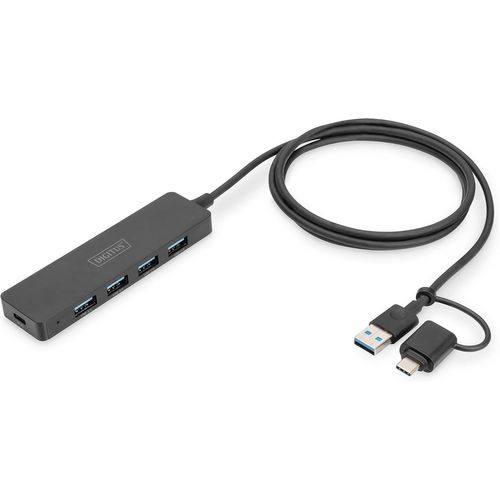 ERSHI-Concentrateur USB - 4 Ports - USB 3.0-4X USB-A - 1x USB-C Prise d'alimentation - jusqu'à 5 Gbit/s - Adaptateur USB-A vers US[677]
