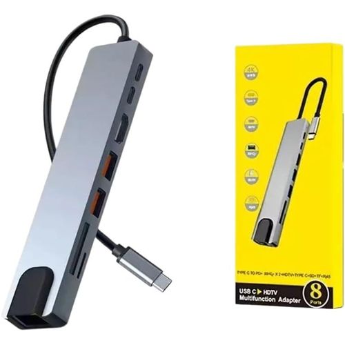ERSHI-Station d'accueil 8 en 1, Hub Type-C HDMI 4K, USB 3.0, RJ45, SD/TF, USB-C PD 87W, adaptateur multiport universel pour ordina[1083]
