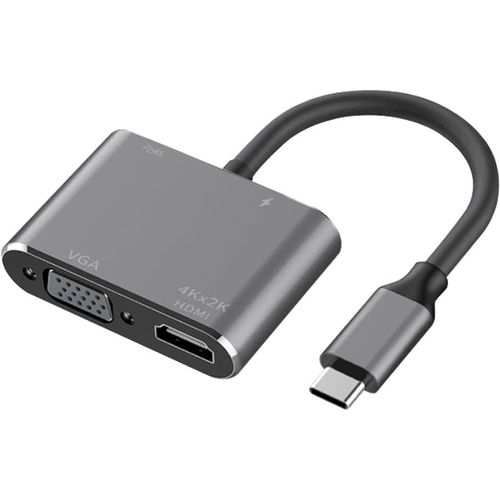 ERSHI-Adaptateur USB C vers HDMI VGA, adaptateur HUB USB-C, HDMI 4K, VGA, USB 3.0, Power Delivery PD, port de charge USB 3.0[798]