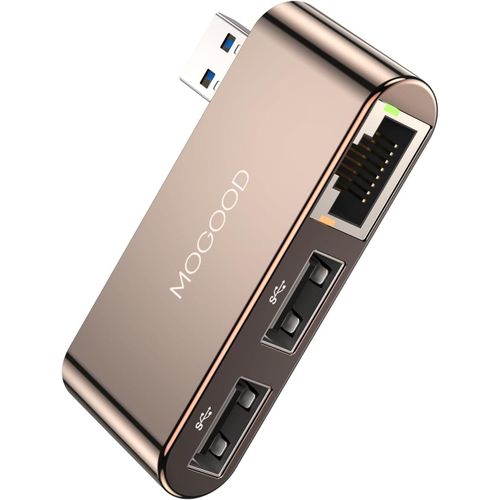 ERSHI-Adaptateur USB vers Ethernet, Adaptateur réseau USB 2.0 vers Gigabit Ethernet, Hub USB 3 en 1 RJ45 1000 Mbps avec 2 Ports *U[818]