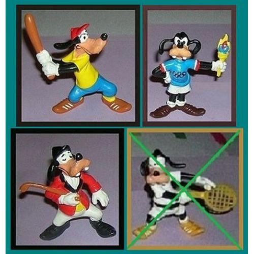 1 Lot ( Collection ) De 3 Figurines ( Dingo Fait Du Sport ) Bullyland, Pvc, Année 1980