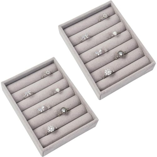 Ershi-Lot De 2 Plateaux De Rangement Pour Bagues - Petit Anneau - Organisateur De Bijoux - Tiroir - Insert À Bijoux Pour Tiroirs -[1693]
