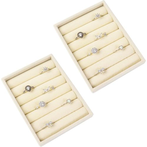 Ershi-Lot De 2 Plateaux De Rangement Pour Bagues - Petit Anneau - Organisateur De Bijoux - Tiroir - Insert À Bijoux Pour Tiroirs -[1690]