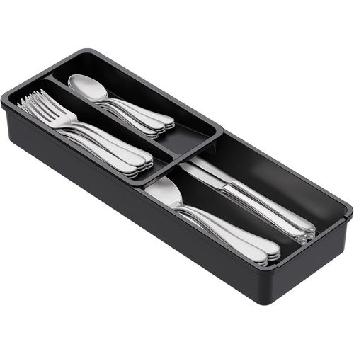 ERSHI-Range-couverts amovible - 42 x 14,5 x 6 cm - Pour tiroirs - 4 compartiments - Panier à couverts - Tiroir pour cuillères, fou[1525]
