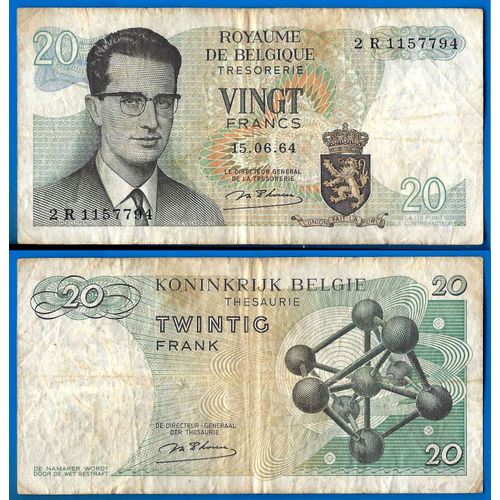 Belgique 20 Francs 1964 Roi Baudouin Atomimum Billet Frcs Frc Frs