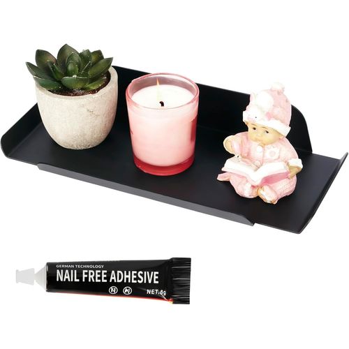 Ershi-Étagère Murale Flottante En Fer Forgé Noire - 25 X 11 X 4 Cm - Étagère De Rangement Murale Pour Bureau, Cuisine & Salle De B[3402]