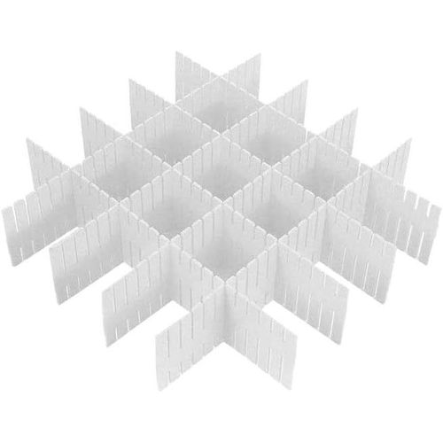 ERSHI-8pcs DIY diviseurs de tiroir, réglable tiroir de Stockage Organisateur Grille en Plastique pour Bureau Cuisine Maison (Blanc[4261]