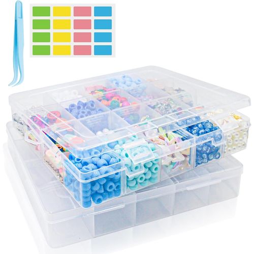 Ershi-2 Boite Rangement Plastique Avec 20 Compartiments Réglables, Petite Boite De Rangement Vis Avec Pincettes, Transparent Boîte[3781]