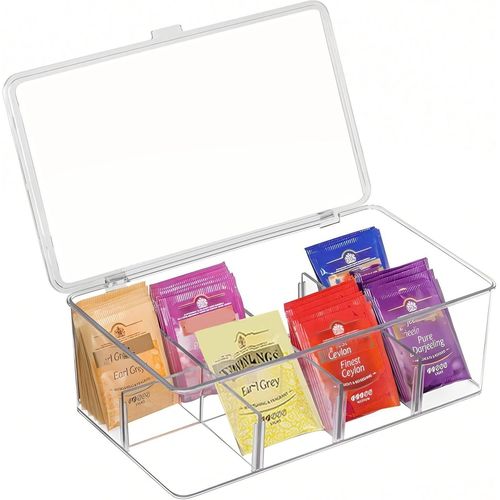 Ershi-Boite À Thé En Plastique Boite Thé Transparent Boite A The Compartiments À 8 Boîte À Thé Avec Couvercle Boîte Rangement Thé [4476]