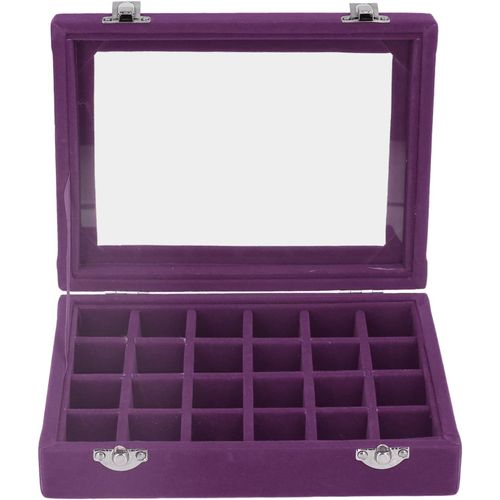 Ershi-Boîte À Bijoux En Velours Verrouillable Avec 24 Compartiments Interchangeables - Organisateur De Boucles D'oreilles Compact [3960]