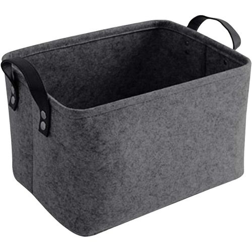Ershi-Panier De Rangement Pliable En Feutre Pour Étagère, Linge, Armoire, Jouets Ou Papier Toilette, 33 X 20 X 23 Cm, Gris Foncé[3975]