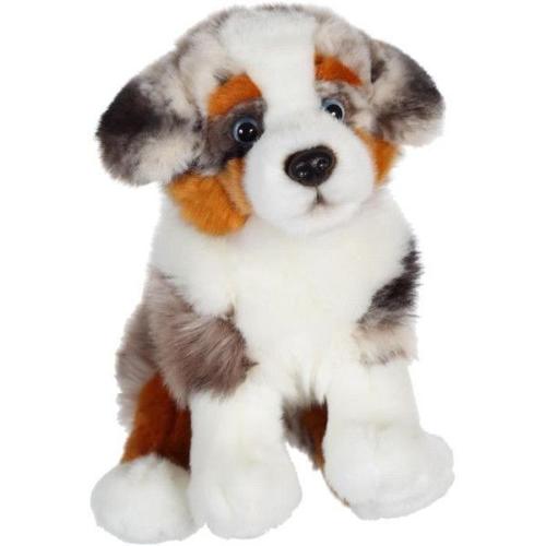 Gipsy Toys - Chien Berger Australien Assis - 25 Cm - Blanc - Marron - Gris - Noir