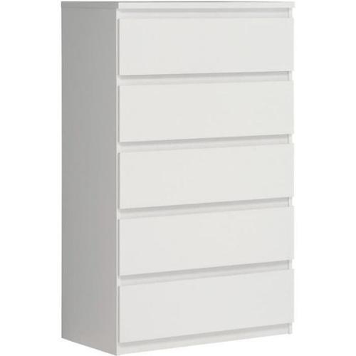 Commode - Meuble Chelsea 5 Tiroirs - 77,2 Cm - Décor Blanc Mat