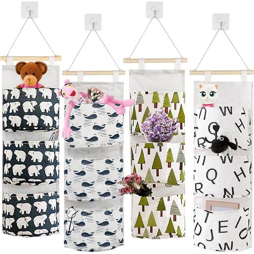 Ershi-Lot De 4 Organiseurs Suspendus Étanches Pour Chambre À Coucher, Salon, Magazines, Pinceaux De Maquillage, Sacs Suspendus (St[2835]