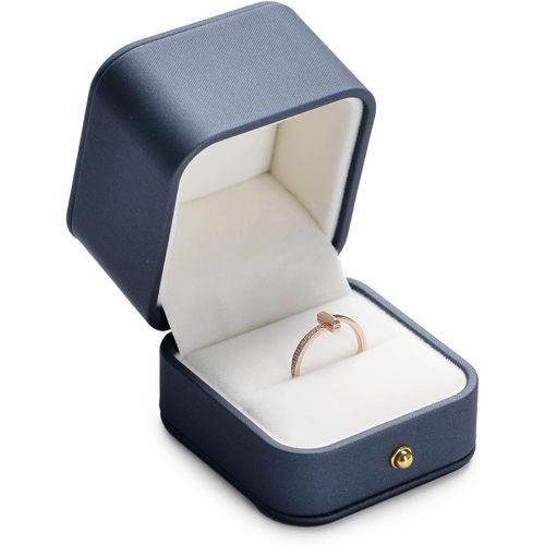 Ershi-Boîte À Bagues - Boîte À Bijoux - Pour Mariage, Fiançailles, Demande En Mariage, Saint-Valentin - Bleu[3496]