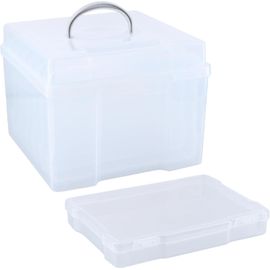 Ershi-Boîte Rangement Photo, Organisateur De Photo Plastique Avec 6 Étuis Intérieurs, Coffret De Rangement Transparent Avec Poigné[3613]