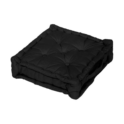 Coussin Tapissier En Coton 50x50x10 Cm Panama Noir, Par Soleil D'ocre