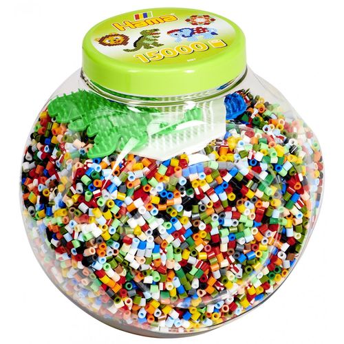 Hama Midi Pot Vert 15000 Perles +3 Plq Couleurs
