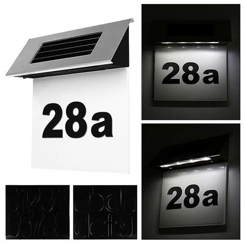 Lampe Solaire Led En Acier Inoxydable, Alimentée Par Numéro De Maison, Interrupteur Automatique, Alphanumérique, Panneau Mural Extérieur