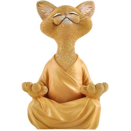 Figurine Fantaisiste De Chat De Bouddha, Collection De Yoga De Méditation, Cadeaux D?Amant De Chat Orange