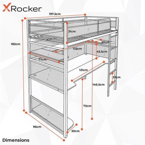 X Rocker - Battlebunk Gaming Bed With Integrated Xl Gaming Desk