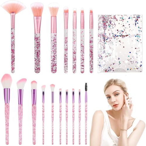 Ershi-17pcs Pinceau Maquillage Set, Rose Pinceaux Maquillage Avec Pinceaux Maquillages Yeux,Kit Pinceaux Maquillages Professionnel[64] 