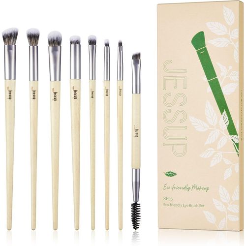 Ershi-Pinceaux Maquillage Ensemble Pinceaux Yeux Végétaliens Avec Mélange Fard Paupières Eyeliner Spoolie Brush 8pcs Premium Sans [81] 