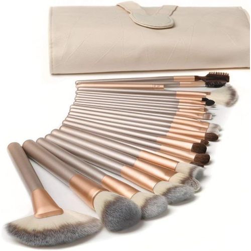 Ershi-18 Pcs Set Pinceaux Maquillage Rose Doré Synthétiques Haut De Gamme Pour Fond De Teint Mélange Poudre Pour Le Visage Blush C[31] 