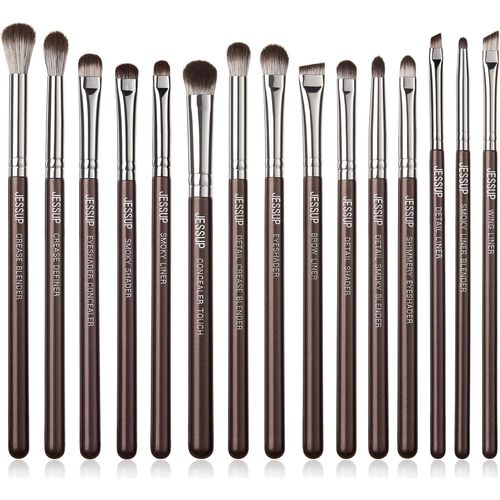 Ershi-Pinceaux Maquillage Yeux Professionnels Lot 15 Pinceau Yeux Marron Pour Fard À Paupières,Eye-Liner,Pinceau Estompeur Yeux,Ki[138] 