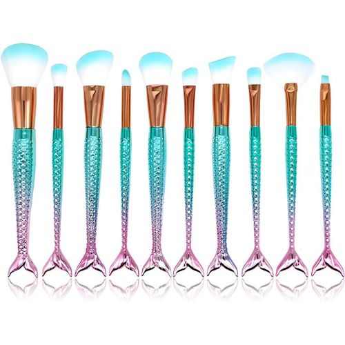 Ershi-Lot De 10 Pinceaux De Maquillage Sirène Pour Femmes, Pour Sourcils, Poudre, Fond De Teint, Eye-Liner[152] 