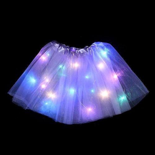 Costume LED pour enfants, jupes de scène pour filles, ailes d'ange brillantes, jupe papillon clignotante, costume Klar 2-8 ans, pâques, saint-valentin, jupe violette GN pour filles de 2 à 8 ans