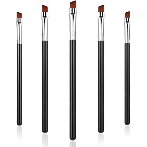 Ershi-Lot De 5 Pinceaux Biseautés Pour Eye-Liner, Pinceau À Sourcils, Pinceau De Maquillage Pour Les Yeux, Fibres Synthétiques Sou[145] 