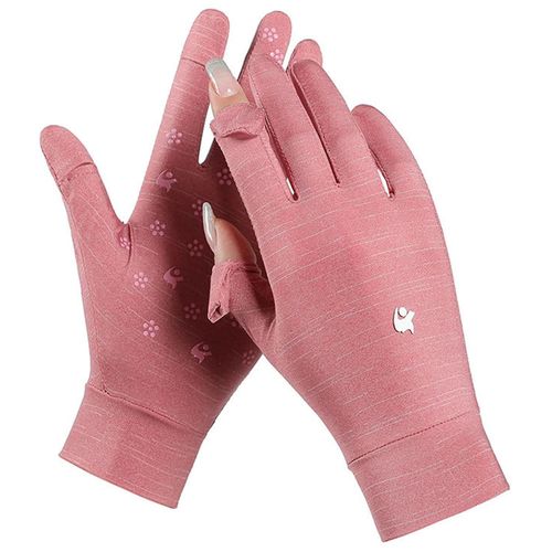 Gants D'été Élastiques Unisexes Gants Respirants Anti-Uv Antidérapants Pour Conduire Vélo Rose