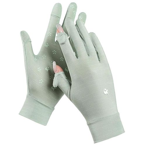 Gants D'été Élastiques Unisexes Gants Respirants Anti-Uv Antidérapants Pour Conduire Vélo Vert