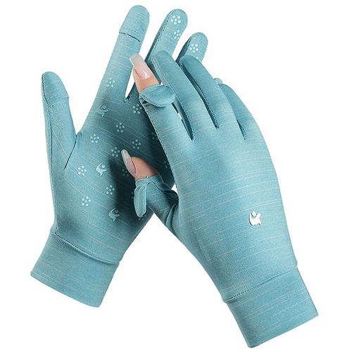 Gants D'été Élastiques Unisexes, Antidérapants, Anti-Uv, Respirants, Pour La Conduite De Vélo, Bleu