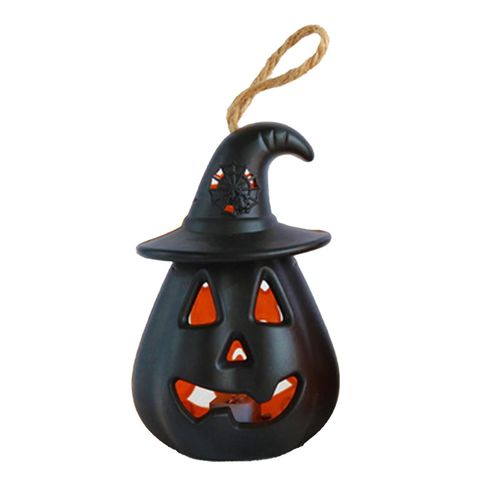 Halloween Jack-o-lanterne Résine Non toxique Pvc avec batterie alimentée pour fête costumée d'Halloween Noir