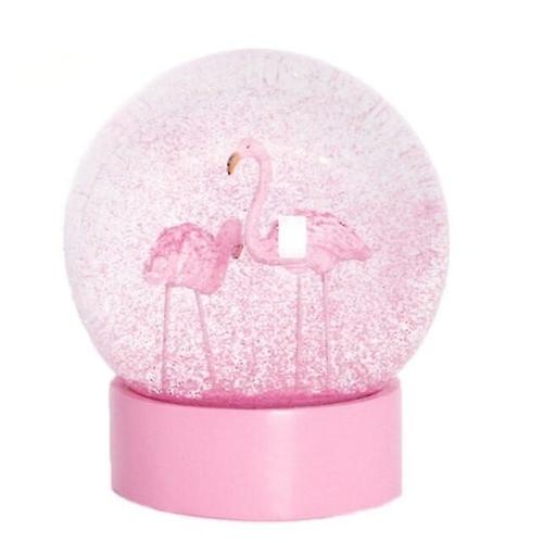 Boule à neige en verre transparent à paillettes flamant rose, boule de cristal avec Base rose, cadeaux pour femmes