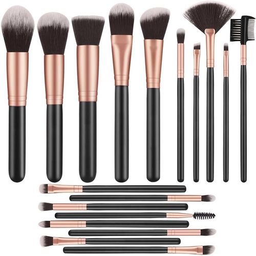 Ershi-18 Pcs Set Pinceaux Maquillage Rose Doré Synthétiques Haut De Gamme Pour Fond De Teint Mélange Poudre Pour Le Visage Blush C[521] 