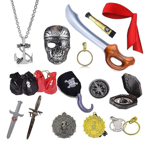 Décoration de Pirate, masque amusant, jumelles, bandeau, chapeau de Pirate, collier, mascarade, fête d'halloween, fête pour enfants H